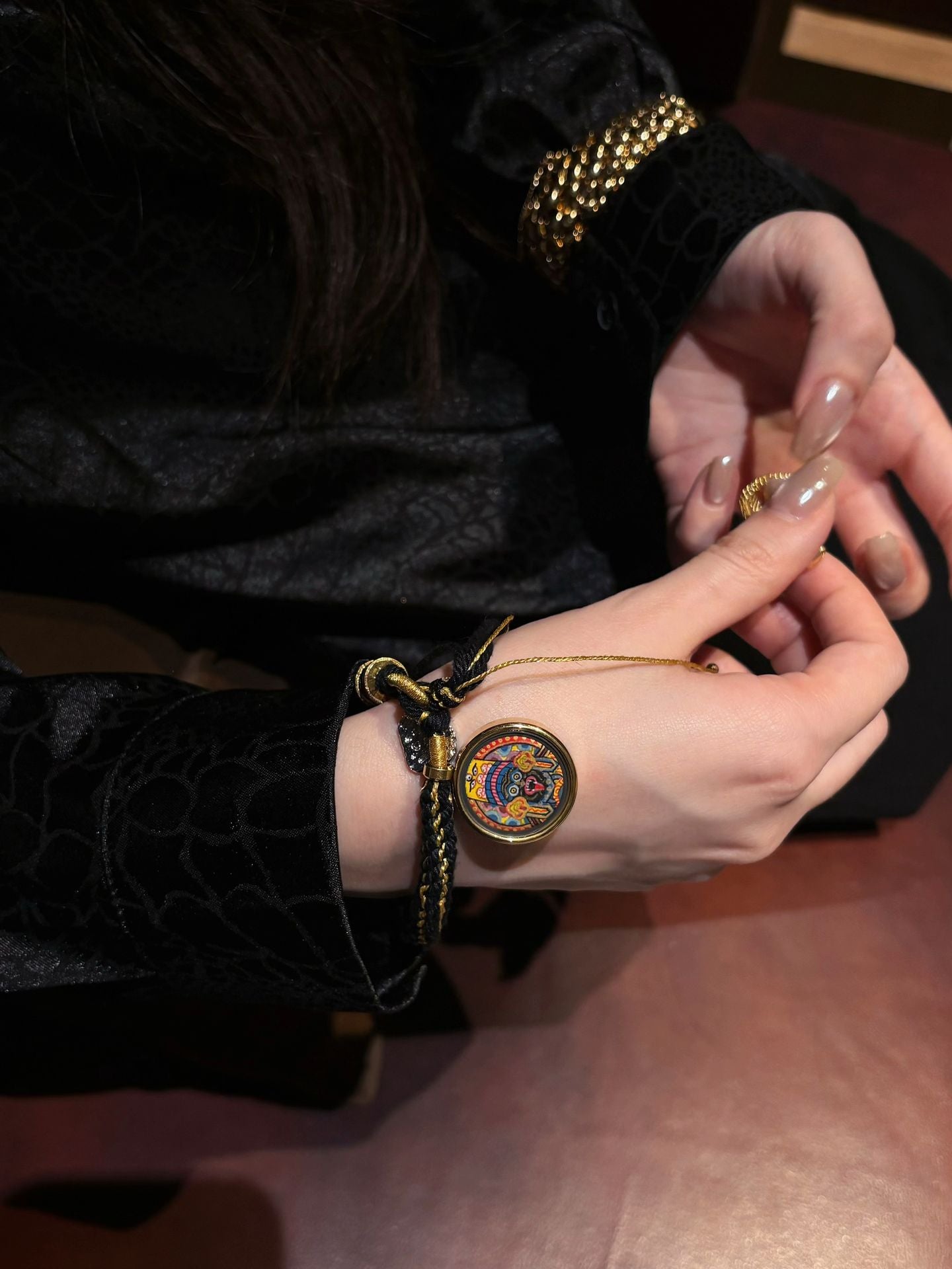 Tibetan Thangka Gawu Box Bracelet - Multi-Color Woven Rope Zodiac & Five Wealth Gods Lucky Hand Rope Secondary image