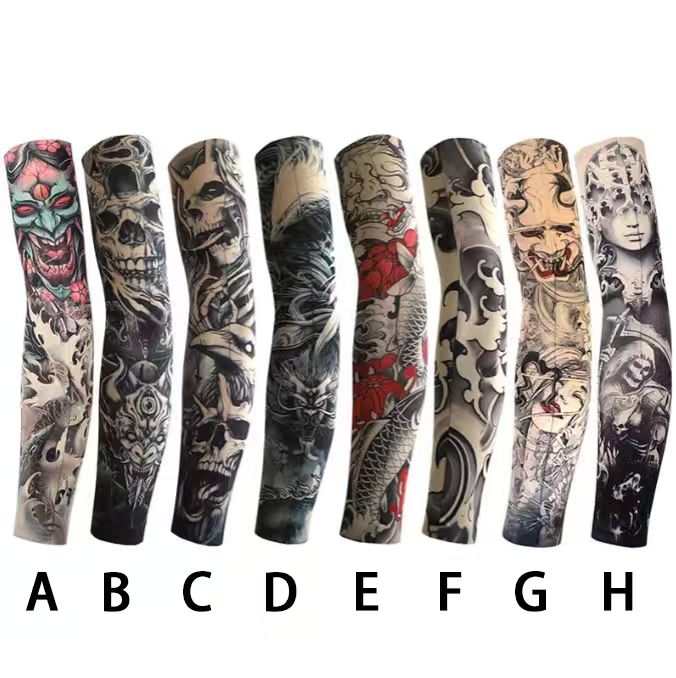 8Pcs Tattoo Sleeves Summer Men Women UV Protection Cooling Sleeves Temporary Full Arm Tattoo Sleeves Driving Fishing Arm Sleeves Main image