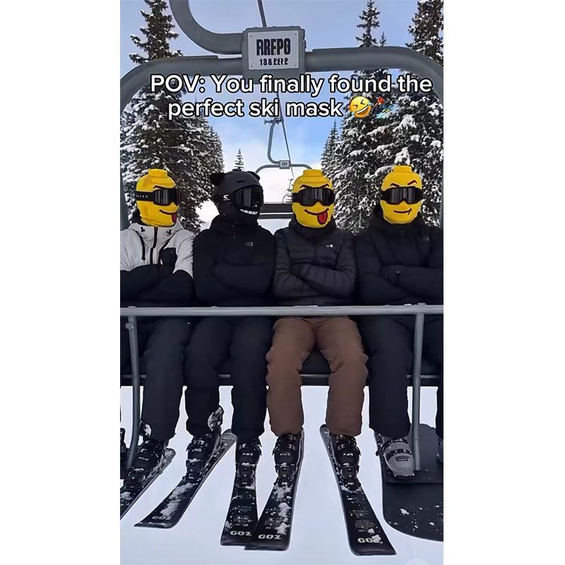 Outdoor Tricky Props Riding Windproof Skiing Face Cover 3D Simulation Funny Yellow Building Block Human Mask