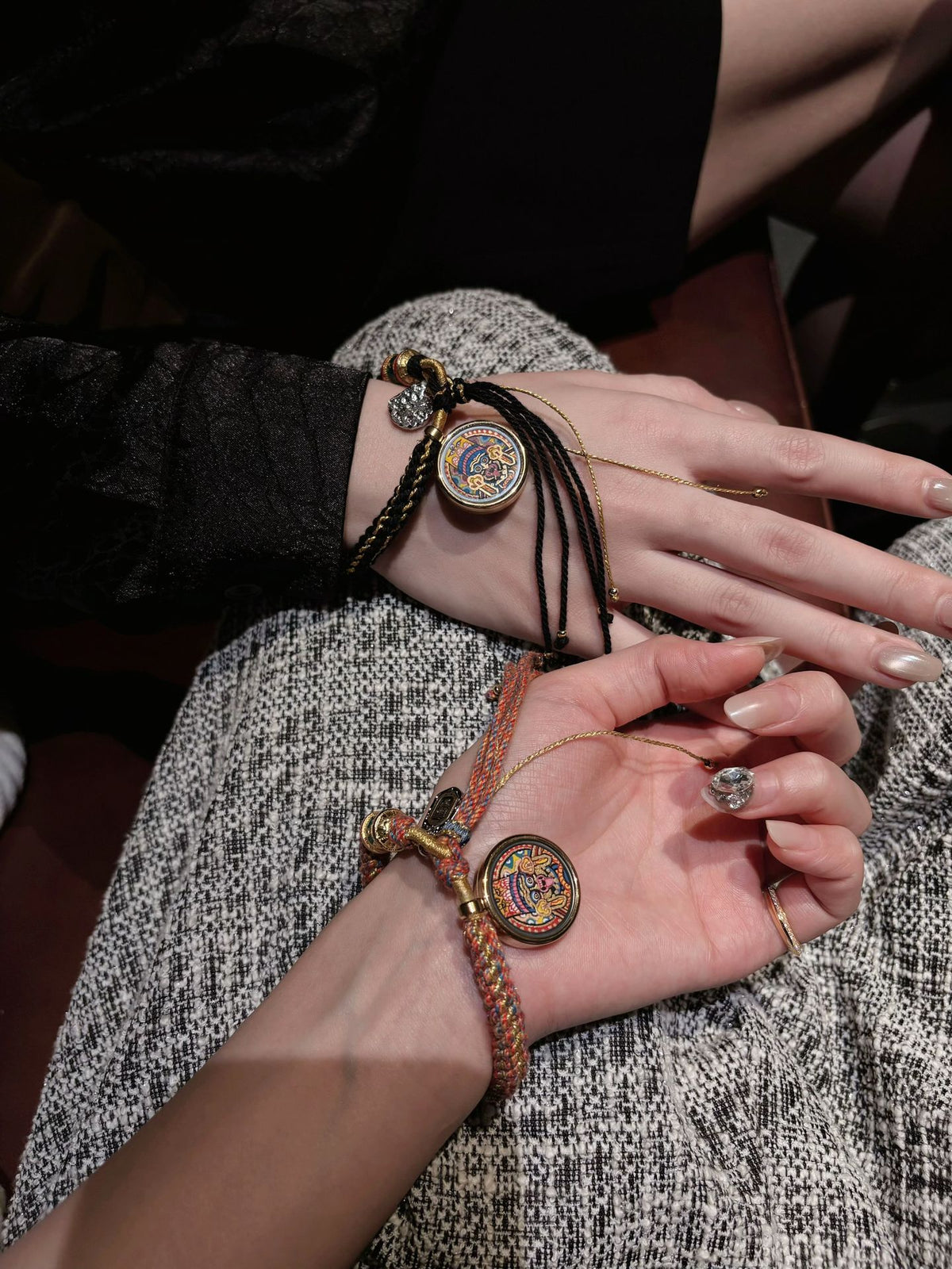 Tibetan Thangka Gawu Box Bracelet - Multi-Color Woven Rope Zodiac & Five Wealth Gods Lucky Hand Rope Main image