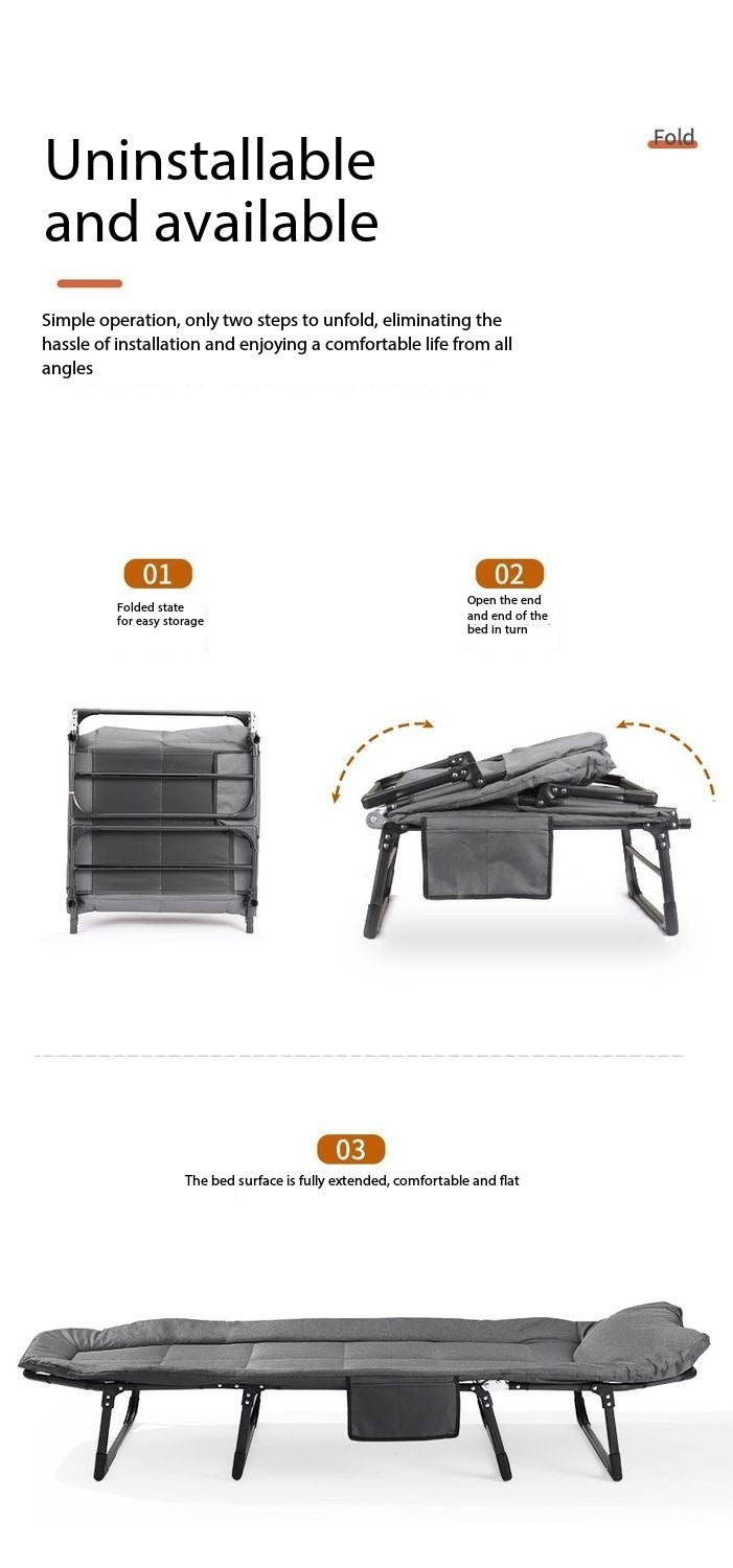 Roll-Away Bed Office Portable Escort Recliner Marching Chair Household Simple Siesta Artifact Camp Bed