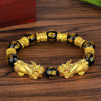 Pixiu Bracelet Feng Shui Obsidian Beaded Golden Pixiu Ornament Lucky Bracelet Ladies Fashion Good Luck Jewelry Wholesale Bulk