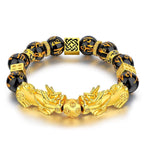 Pixiu Bracelet Feng Shui Obsidian Beaded Golden Pixiu Ornament Lucky Bracelet Ladies Fashion Good Luck Jewelry Wholesale Bulk
