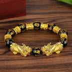Pixiu Bracelet Feng Shui Obsidian Beaded Golden Pixiu Ornament Lucky Bracelet Ladies Fashion Good Luck Jewelry Wholesale Bulk