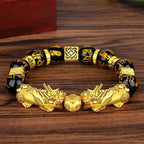 Pixiu Bracelet Feng Shui Obsidian Beaded Golden Pixiu Ornament Lucky Bracelet Ladies Fashion Good Luck Jewelry Wholesale Bulk