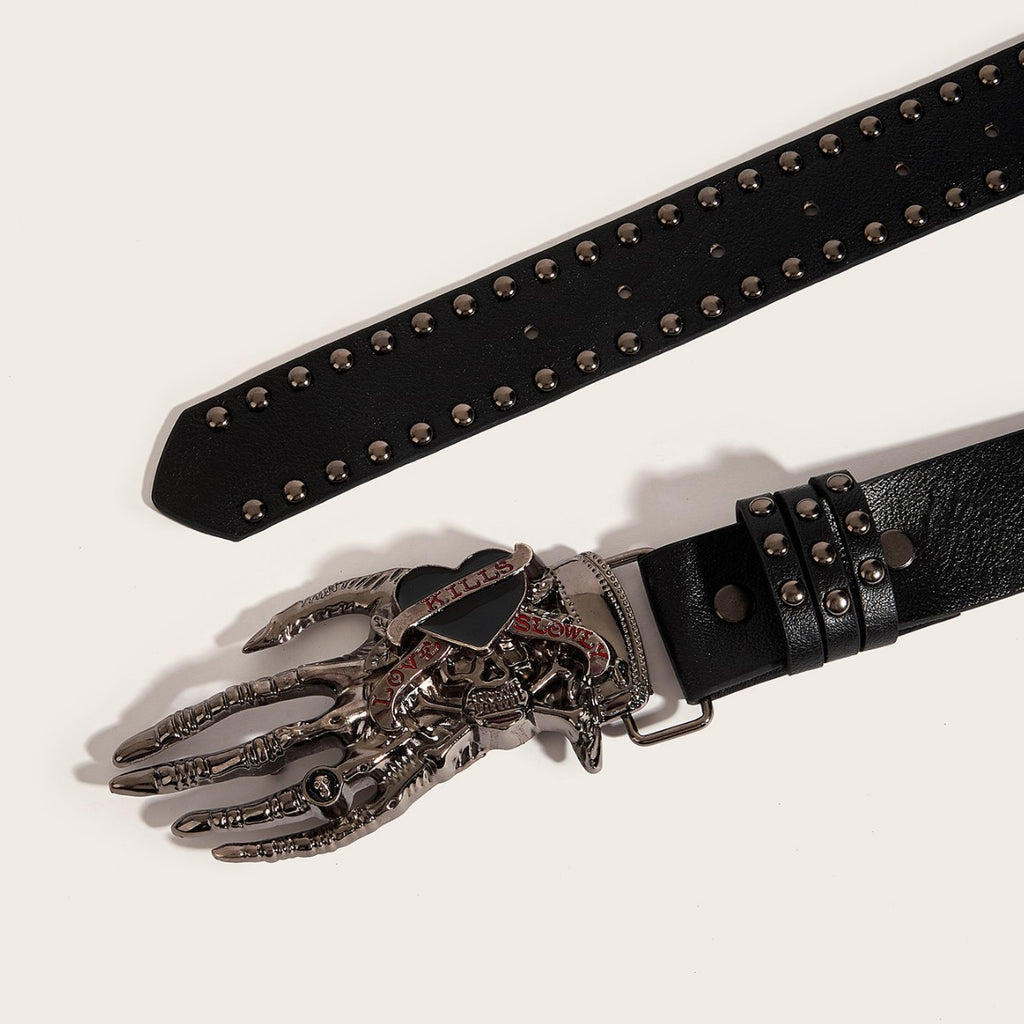 Retro Punk Hottie Y2K Skull Love Palm Belt Unisex Design Sense Niche Versatile Fashion Belt