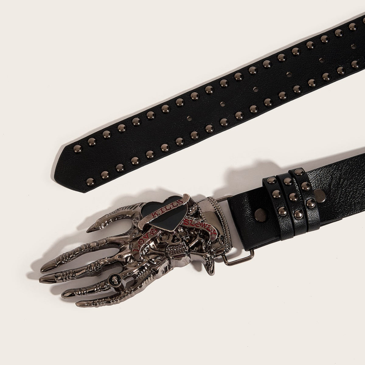 Retro Punk Hottie Y2K Skull Love Palm Belt Unisex Design Sense Niche Versatile Fashion Belt