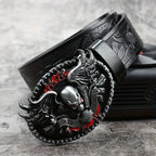 Flame Skull Spot Alloy Plate Buckle Belt Retro Embossing Trend Punk Style Unisex