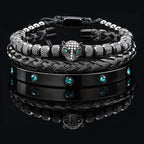 Leopard Head Pineapple Bead Zircon Woven Bracelet Twist Bracelet Roman Character With Diamond Bracelet Set