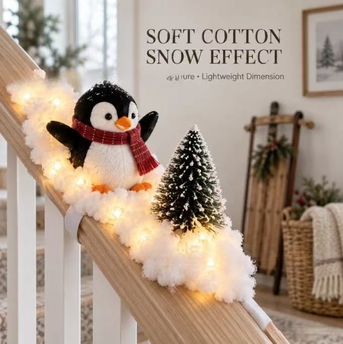 Christmas Decorations Cute Penguin Stair Snow Decor, Holiday Indoor Home Staircase Party Decor Ornaments for Winter Holiday New Year