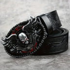 Flame Skull Spot Alloy Plate Buckle Belt Retro Embossing Trend Punk Style Unisex