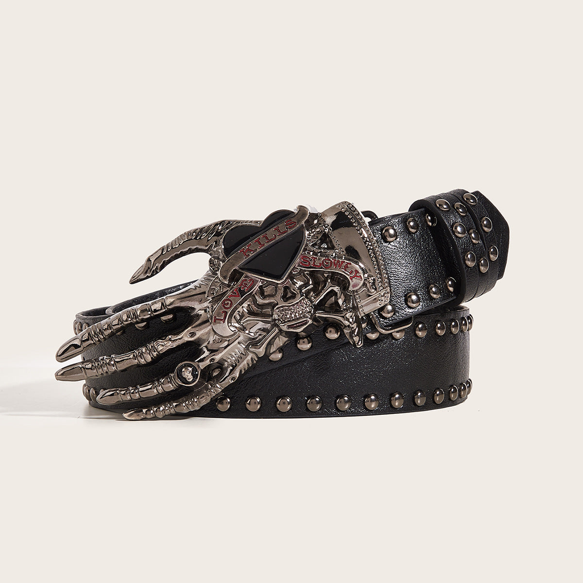 Retro Punk Hottie Y2K Skull Love Palm Belt Unisex Design Sense Niche Versatile Fashion Belt