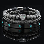 Leopard Head Pineapple Bead Zircon Woven Bracelet Twist Bracelet Roman Character With Diamond Bracelet Set
