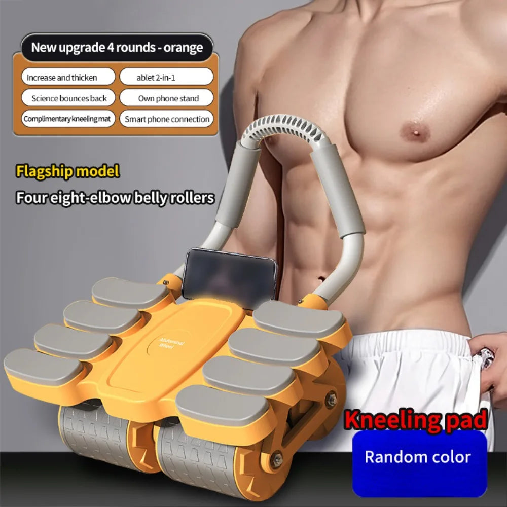 Four-Wheel Abdominal Workout Roller Automatic Rebound Anti-Slip Core Strengthening Trainer Multifunctional 6/8 Elbow Support Main image