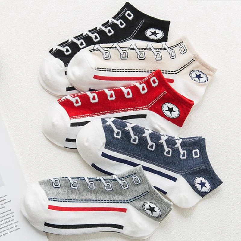 1 Pair Men Casual Socks Fashion Creative Denim Shoes Patterns Socks Japanese Happy Women Soxs Spring Summer Autumn Korean Styles Main image