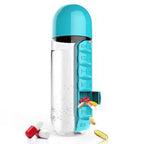 Portable 2 in 1 Medicine Box Water Cup Sports Plastic Water Bottle Combine Daily Pill Boxes Organizer Drinking Bottles