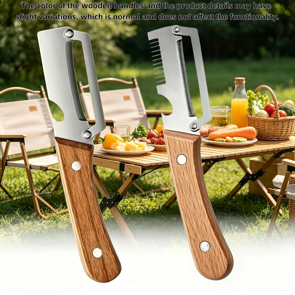Multi-Functional Stainless Steel Peeler with Wooden Handle, Durable Smooth Kitchen Gadget for Fruits and Vegetables Peeling Slic