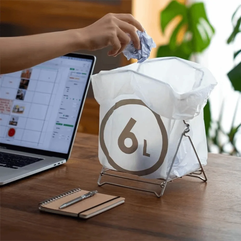 304 Stainless Steel Trash Bag Holder Foldable Portable Waste Bag Support Stand Space-saving Wide Opening Kitchen Sink Strainer