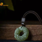 Exquisite Double-sided Carved Jade Safety Buckle Brave Troops Keyring Wealth Transfer Handcrafted Retro Carved Pendant Necklace