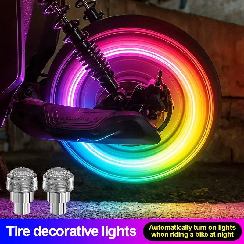 Car Motorcycle Bicycle Tire Valve Caps Light LED Neon Flash Lamp Waterproof Tyre Universal Wheel Lights Car Accessorie Secondary image