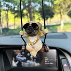 Car Interior Accessories Resin Trend Sunglasses Necklace Swing Bulldog Auto Rearview Mirror Pendant For Car Decoration Products