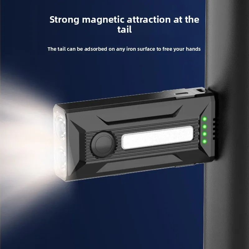 Magnetic small flashlight, portable outdoor high-brightness flashlight, side COB work light wholesale flashlight