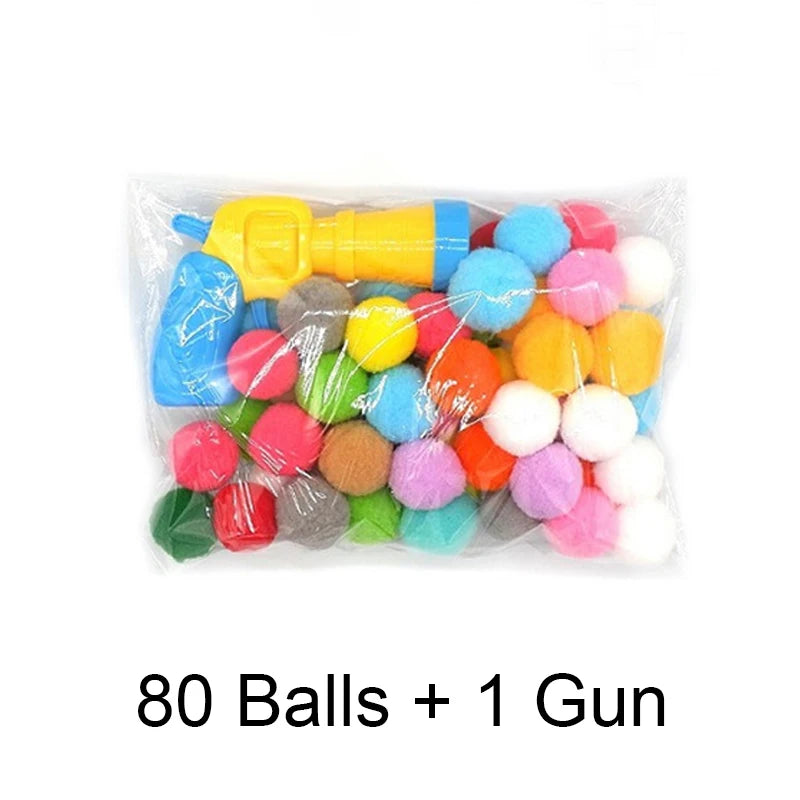 Cat Plush Ball Shooting Gun Relieving Depression Silent Ball Cat Toy Mini Shooting Gun Games Plush Ball Toys Pet Supplies