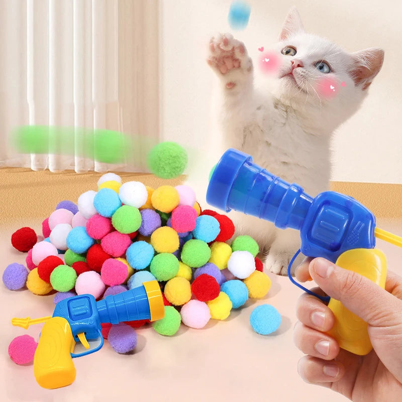 Cat Plush Ball Shooting Gun Relieving Depression Silent Ball Cat Toy Mini Shooting Gun Games Plush Ball Toys Pet Supplies Main image