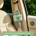 Microphone Plush Seat Belt Shoulder Pad, Cute Cartoon Doll Car Seatbelt Cover, Soft Stuffed Auto Decor Hanging Ornament