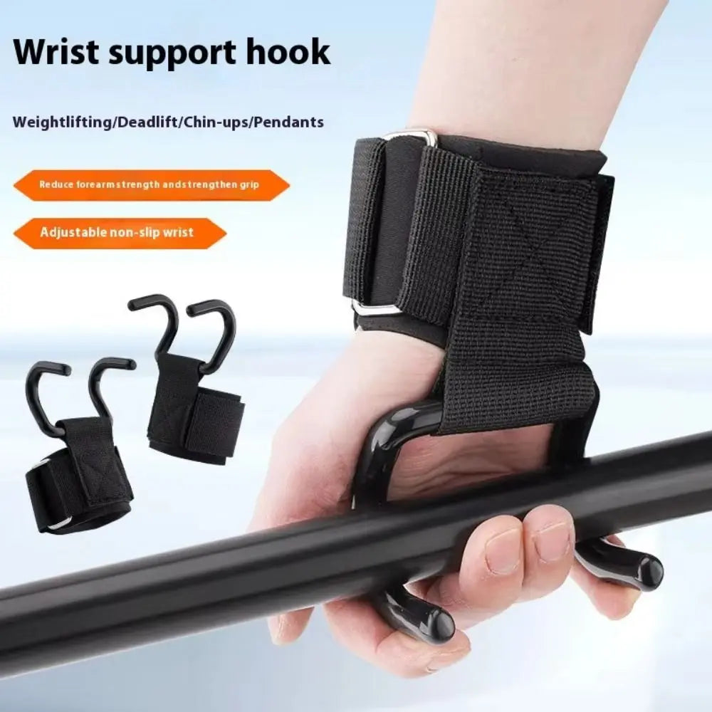 2PCS Adjustable Grips Weight Lifting Hooks Black Wrist Strength Workout Weightlifting Straps Fitness Accessories Fitness Hooks Main image