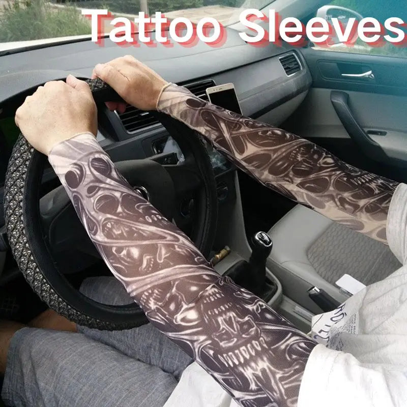 8Pcs Tattoo Sleeves Summer Men Women UV Protection Cooling Sleeves Temporary Full Arm Tattoo Sleeves Driving Fishing Arm Sleeves
