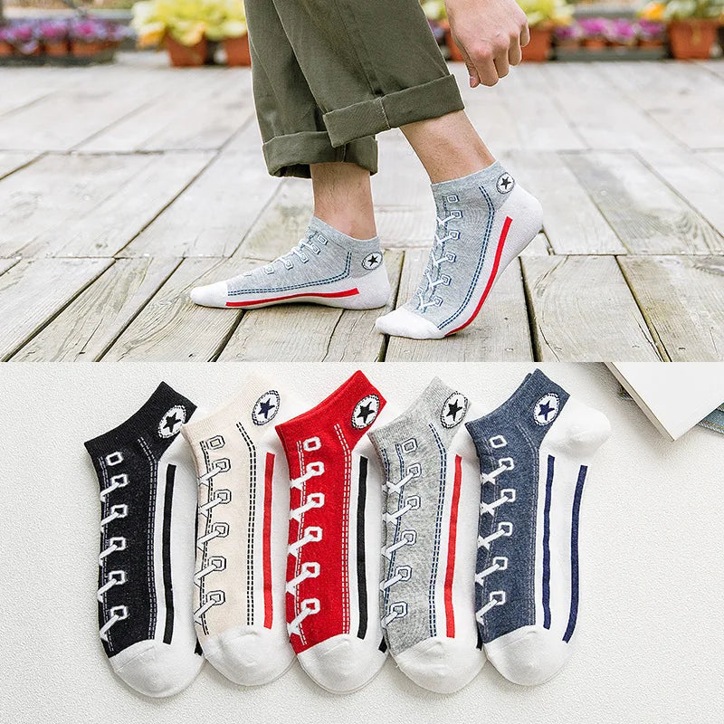1 Pair Men Casual Socks Fashion Creative Denim Shoes Patterns Socks Japanese Happy Women Soxs Spring Summer Autumn Korean Styles Secondary image