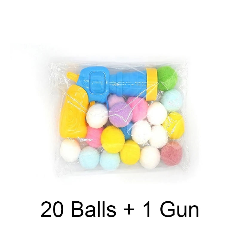 Cat Plush Ball Shooting Gun Relieving Depression Silent Ball Cat Toy Mini Shooting Gun Games Plush Ball Toys Pet Supplies