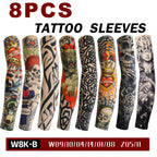 8Pcs Tattoo Sleeves Summer Men Women UV Protection Cooling Sleeves Temporary Full Arm Tattoo Sleeves Driving Fishing Arm Sleeves
