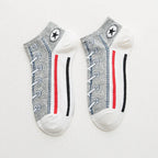 1 Pair Men Casual Socks Fashion Creative Denim Shoes Patterns Socks Japanese Happy Women Soxs Spring Summer Autumn Korean Styles