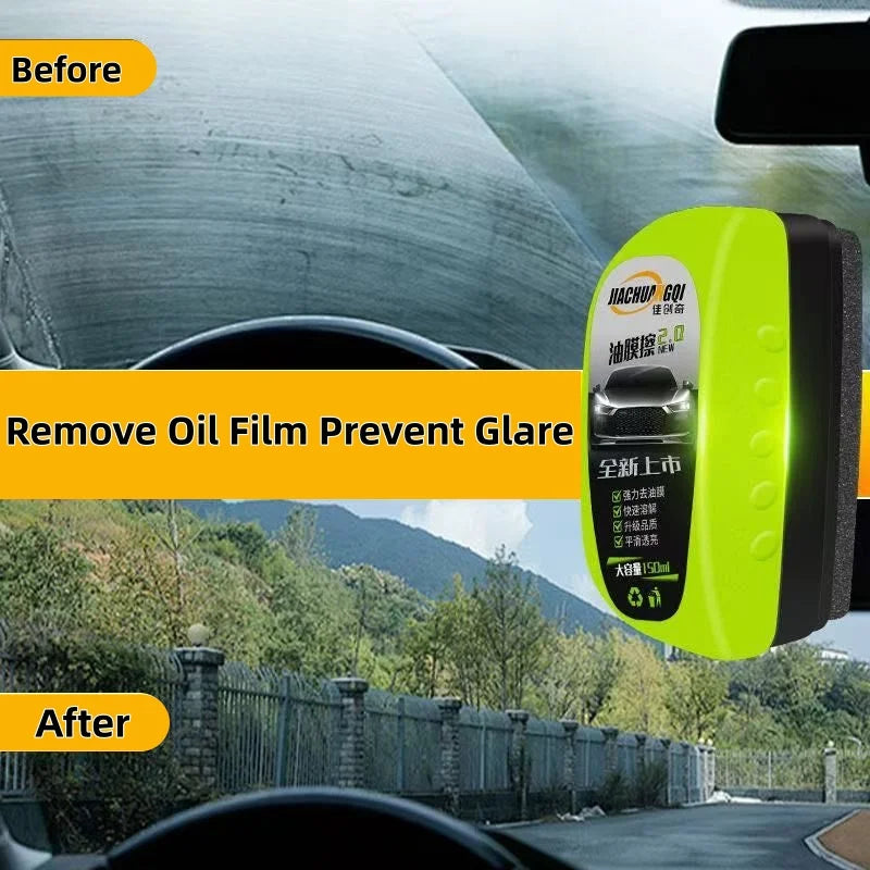 Car Glass Oil Film Remover Windshield Side Window Remove Oil Stains Dust Sponge Cleaning Brush Strong Effective Oil Film Cleaner
