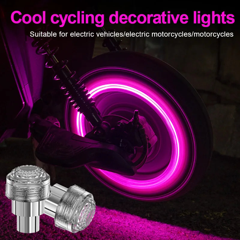 1PC Car Motorcycle Bicycle Tire Valve Caps Light LED Neon Flash Lamp Waterproof Tyre Universal Wheel Lights Car Accessorie