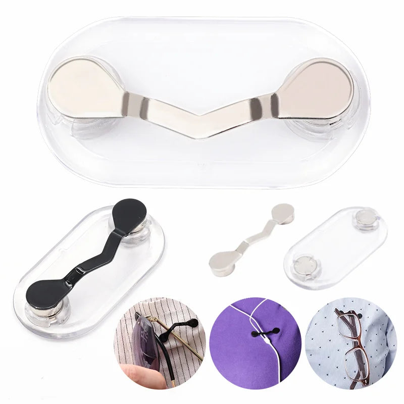 2PCS Magnetic Hang Eyeglass Holder Pin Brooches Fashion Multi-function Portable Clothes Clip Buckle Magnet Glasses Headset Line Clips