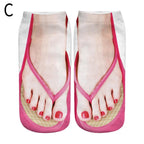 1 Pair 3D Printing Pattern Flip Flop Socks Funny Socks for Women Flip-flop Ankle Socks Low Cut Floor Socks Hosiery Novelty Gifts