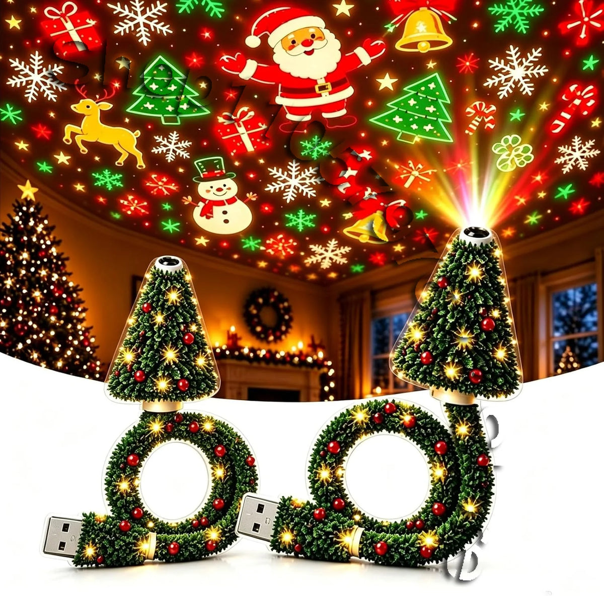 Portable Christmas LED Projection Lamp,Projetor Natal, Home Indoor Holiday Party Decor Ambient Light Main image
