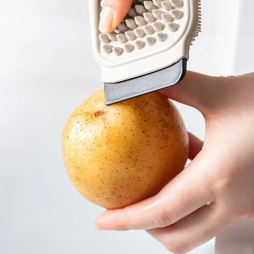 Flexible Fruit Vegetable Cleaning Brush Silicone 2-in-1 Crevice Brush with Scraper Hangable Kitchen Cleaning Brush