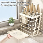 AnswerKitchen Knife And Utensil Holder With Rustproof Metal Frame Detachable Drain Tray For Home Kitchen Countertop Organizatio