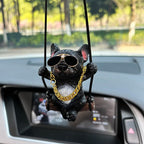 Car Interior Accessories Resin Trend Sunglasses Necklace Swing Bulldog Auto Rearview Mirror Pendant For Car Decoration Products