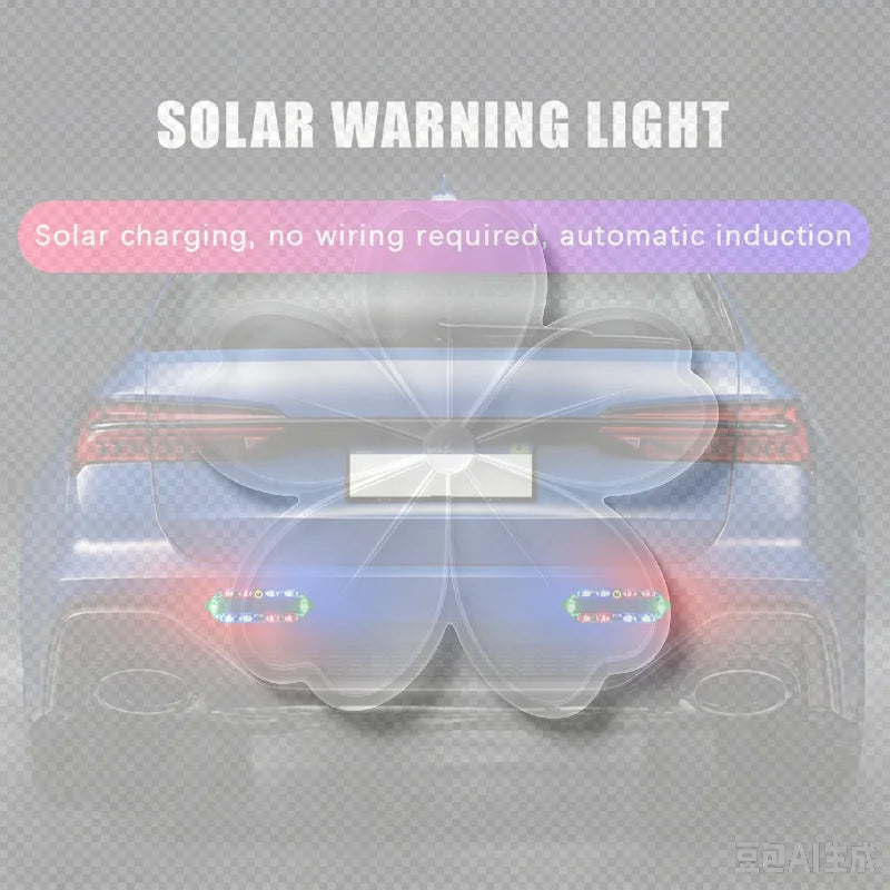 1/2PCS Solar Flashing Warning Light LED Warning Safety Flashing By Strobe Light Adjustable Auto Parking Lamp Rear Warning Light Main image