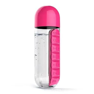 Portable 2 in 1 Medicine Box Water Cup Sports Plastic Water Bottle Combine Daily Pill Boxes Organizer Drinking Bottles