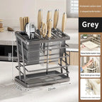 AnswerKitchen Knife And Utensil Holder With Rustproof Metal Frame Detachable Drain Tray For Home Kitchen Countertop Organizatio