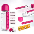 Portable 2 in 1 Medicine Box Water Cup Sports Plastic Water Bottle Combine Daily Pill Boxes Organizer Drinking Bottles