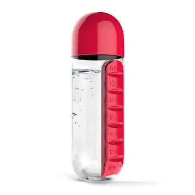 Portable 2 in 1 Medicine Box Water Cup Sports Plastic Water Bottle Combine Daily Pill Boxes Organizer Drinking Bottles