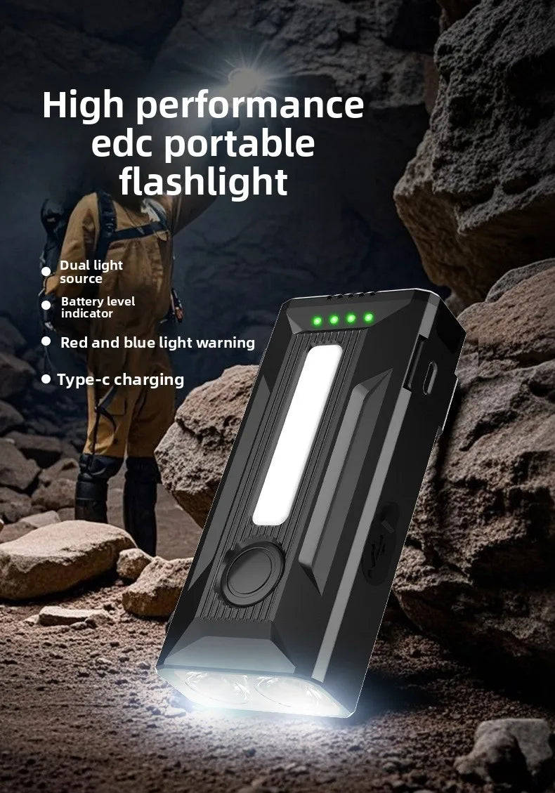 Magnetic small flashlight, portable outdoor high-brightness flashlight, side COB work light wholesale flashlight