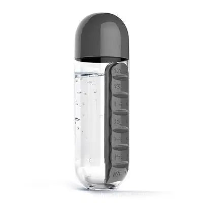 Portable 2 in 1 Medicine Box Water Cup Sports Plastic Water Bottle Combine Daily Pill Boxes Organizer Drinking Bottles